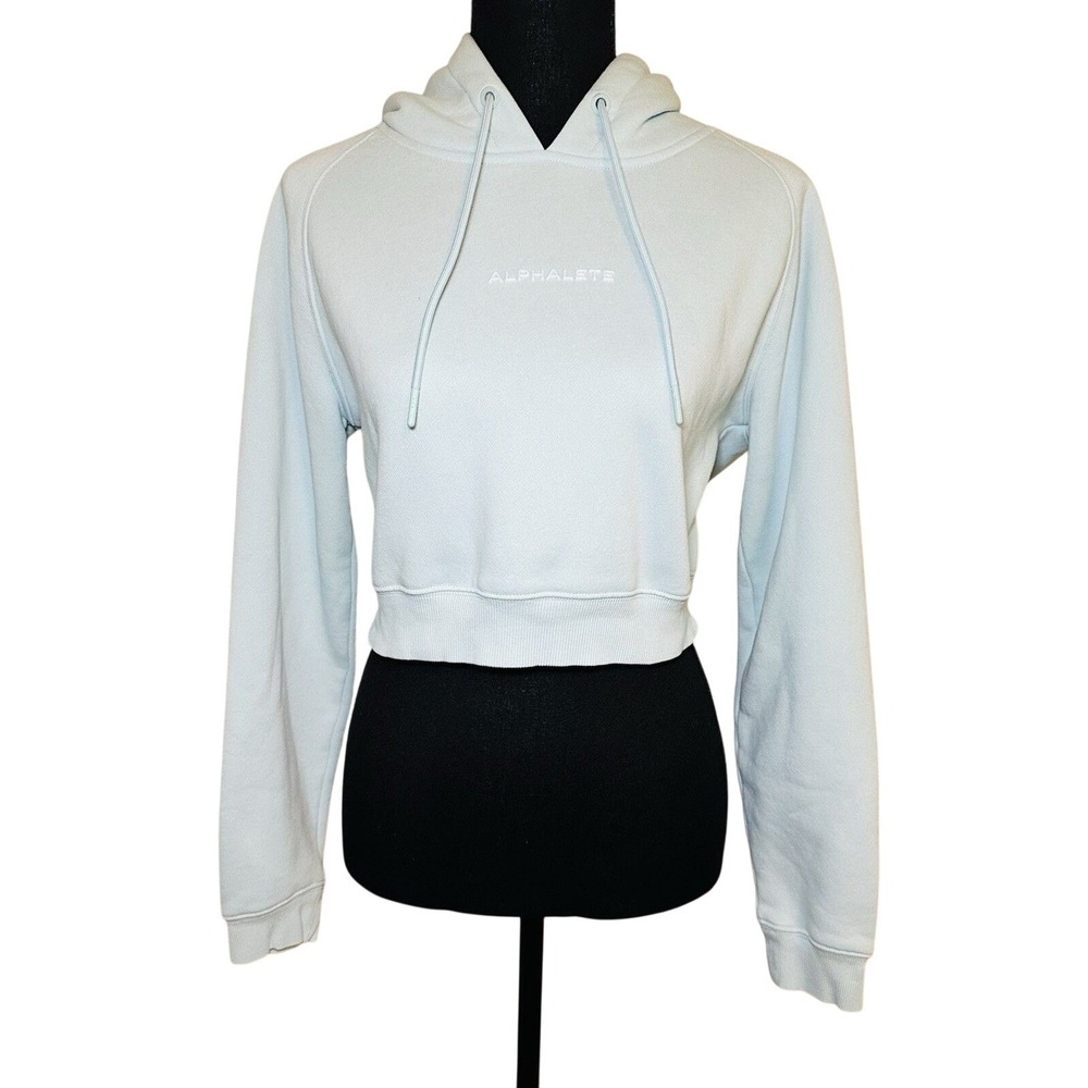 Alphalete Light Blue Crop Hoodie Sweatshirt Pullover Women's‎ SMALL